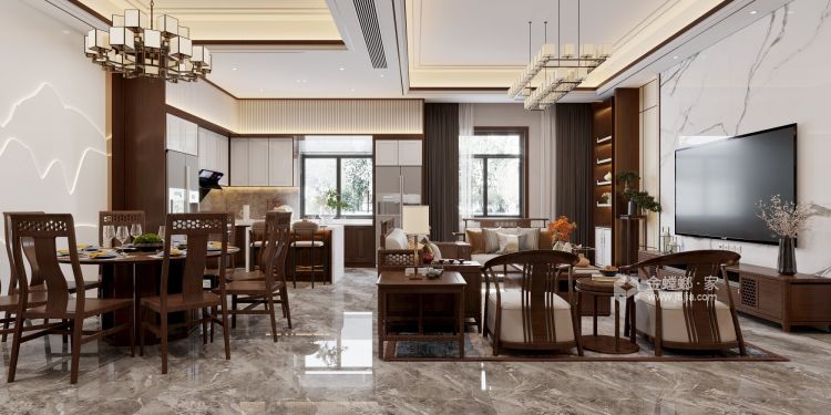 400平中海名门新中式风格-不拘于古，不囿于今-餐厅效果图及设计说明
