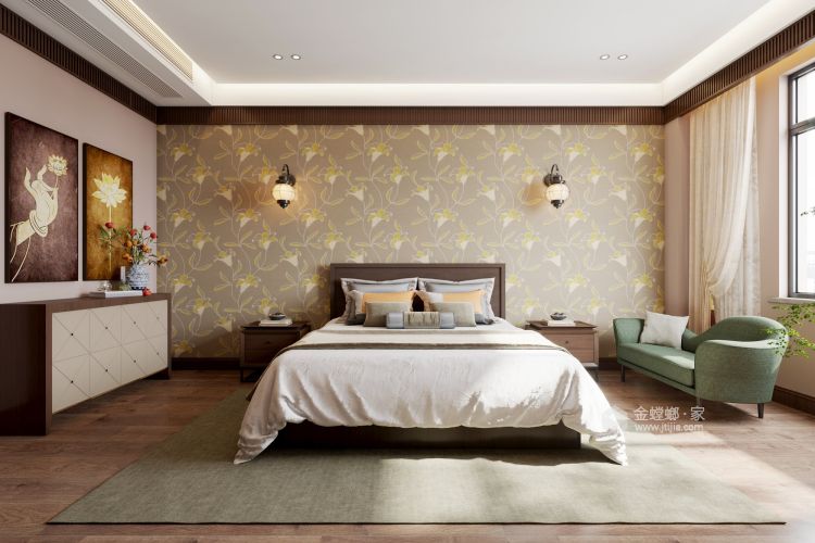 400平中海名门新中式风格-不拘于古，不囿于今-卧室效果图及设计说明