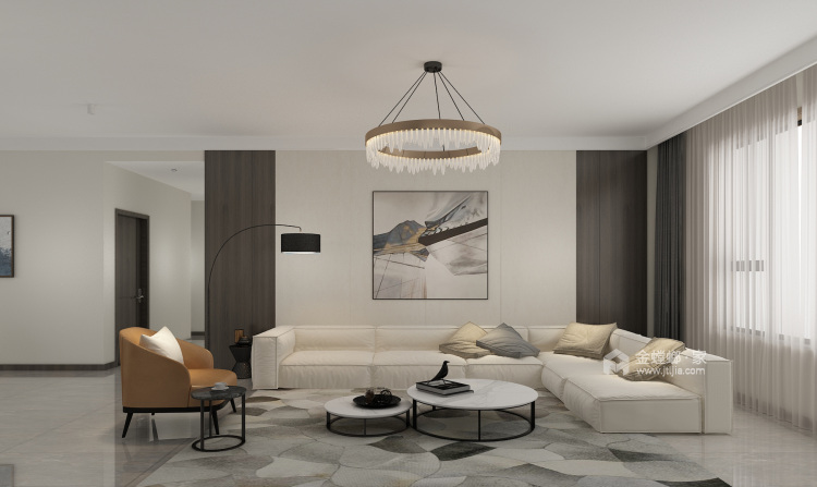 140平信和家园现代风格-客厅效果图及设计说明