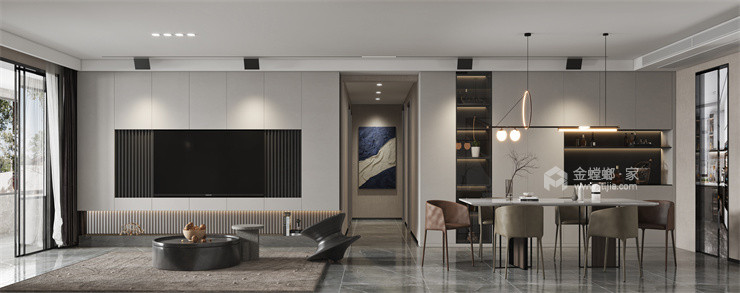 140平玖珑湾城果现代风格-客厅效果图及设计说明