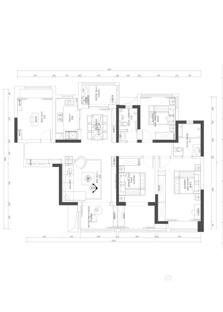 145平莫兰迪公馆现代风格-平面设计图及设计说明