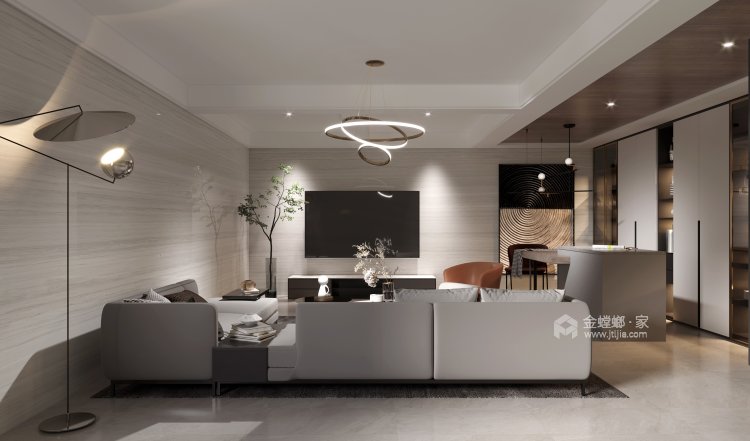 280平冠南苑现代风格-无处不在的互动，让生活更加丰盈-客厅效果图及设计说明