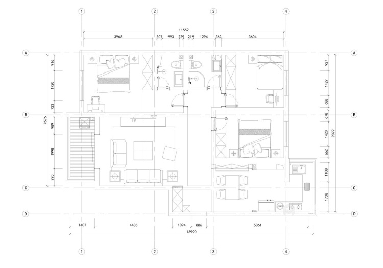 130平天泽园法式风格-平面设计图及设计说明