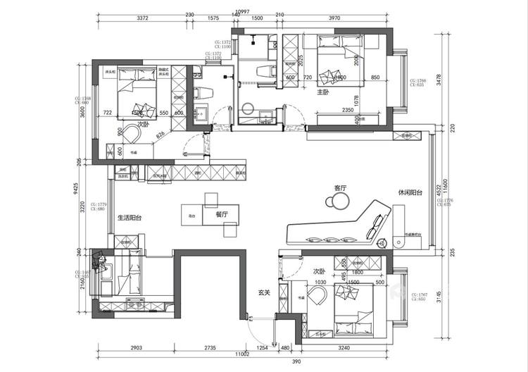 139平东尚名邸现代风格-平面设计图及设计说明