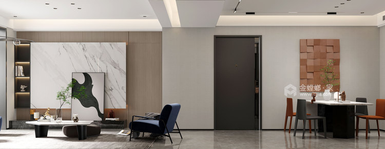 125平桃源绿岛现代风格-客厅效果图及设计说明