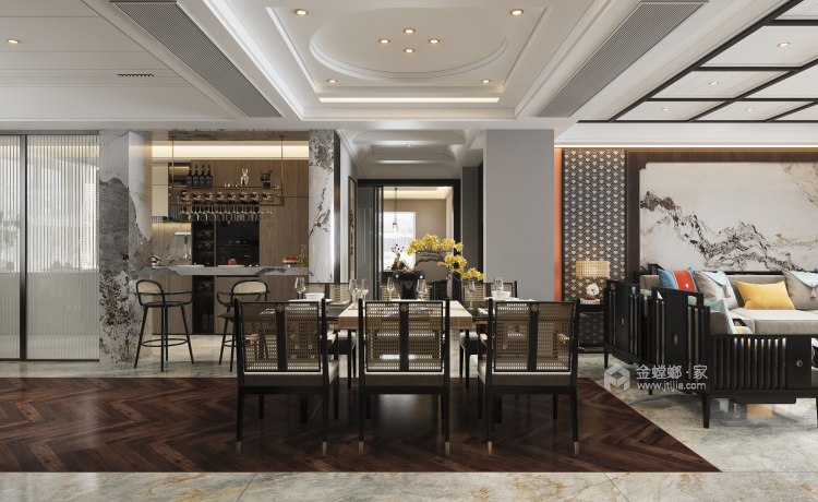 212平万达大公馆新中式风格-餐厅效果图及设计说明