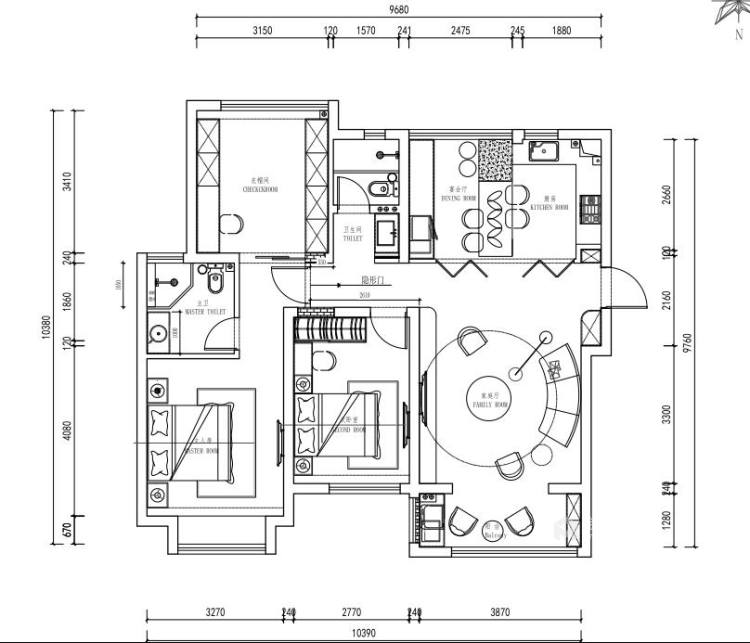 125平阳光城翡丽湾现代风格-清新又简洁的家-平面布置图