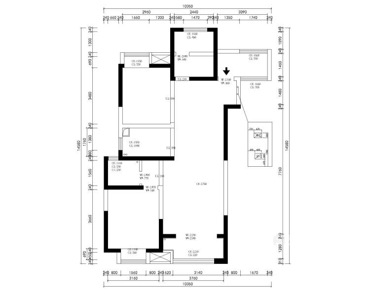 109平金科世界城现代风格-简洁清爽的家-业主需求&原始结构图