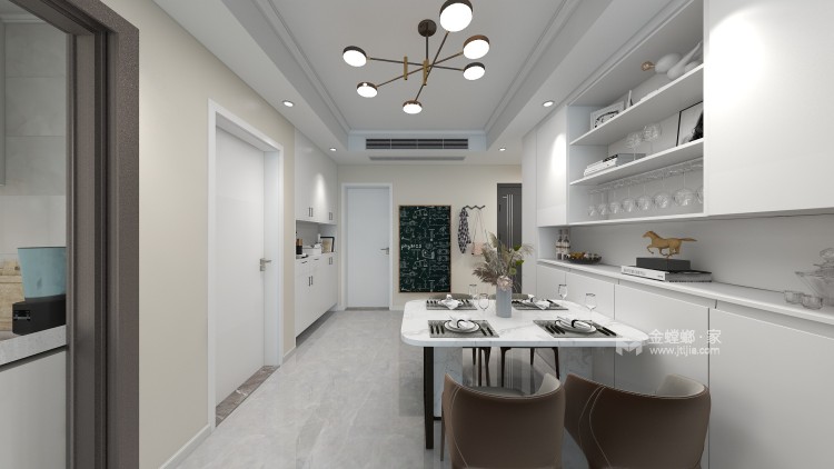 109平金科世界城现代风格-简洁清爽的家-餐厅效果图及设计说明