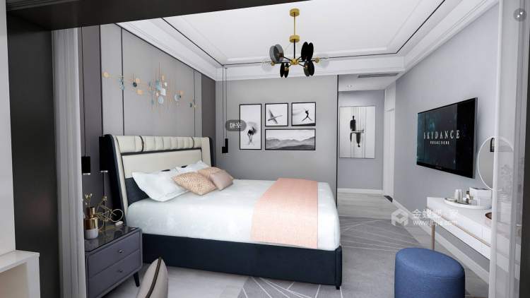 123平君雁皇家尊邸现代风格-卧室效果图及设计说明
