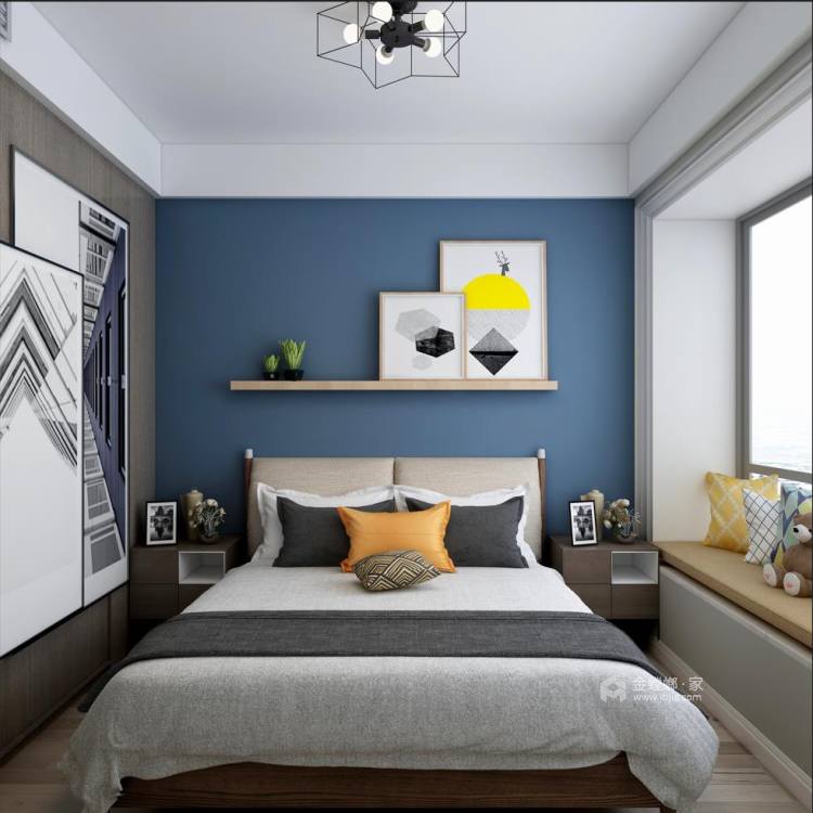 105平仁中风华北欧风格-卧室效果图及设计说明