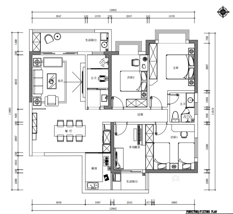 136平地质队单位房现代风格-平面设计图及设计说明