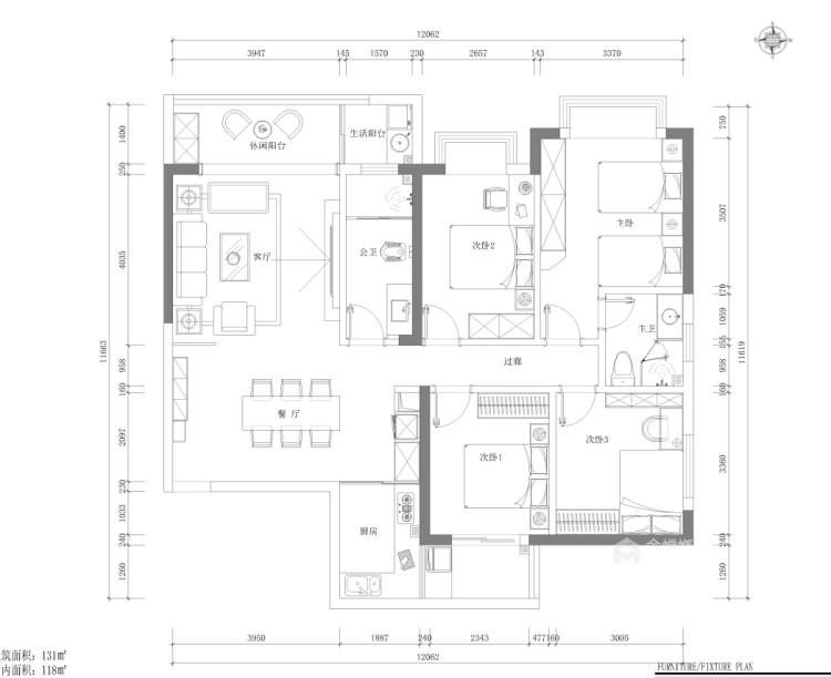 136平地质队职工房新中式风格-平面布置图