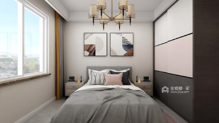 120平绿地世纪城现代风格-卧室效果图及设计说明