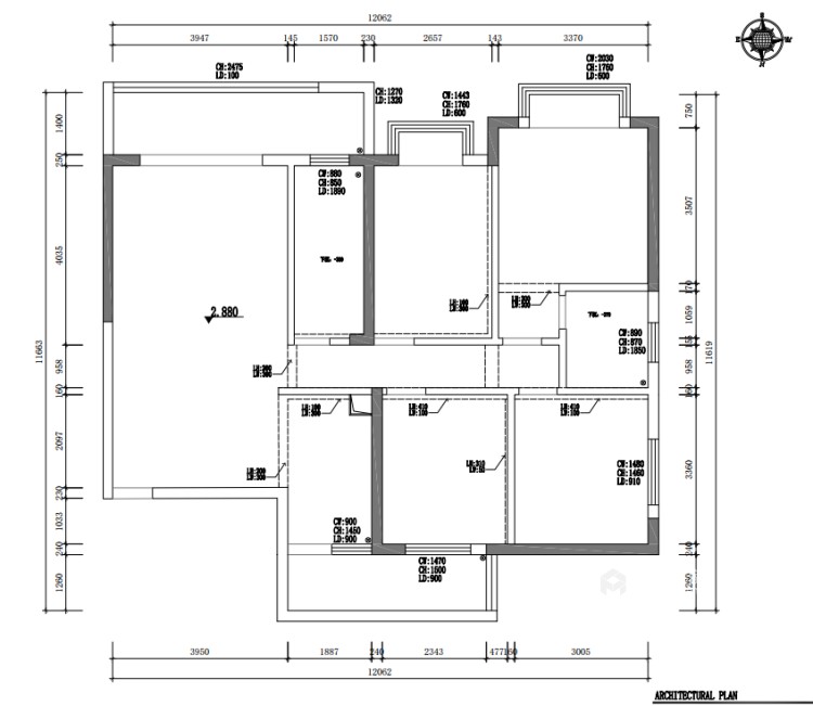 136平地质队单位房现代风格-业主需求&原始结构图