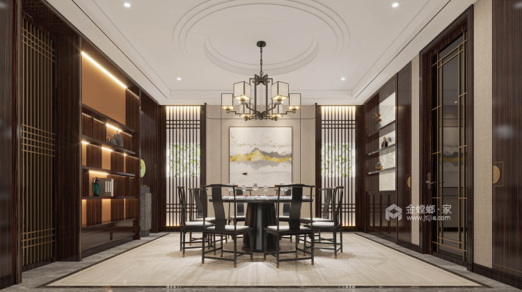 260平凤凰春晓新中式风格-餐厅效果图及设计说明