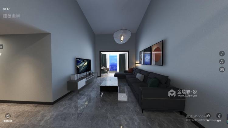 100平江屿城现代风格-客厅效果图及设计说明