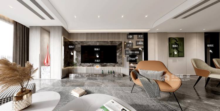 124平滨河湾现代风格-客厅效果图及设计说明