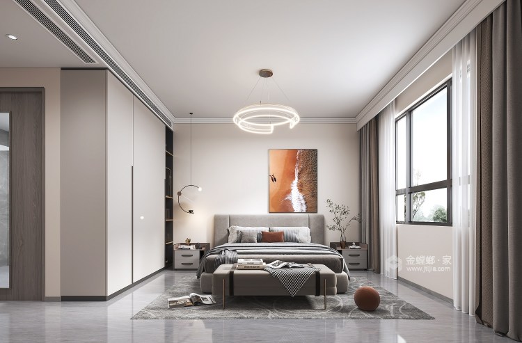 130平孔雀城现代风格-春意盎然-卧室效果图及设计说明