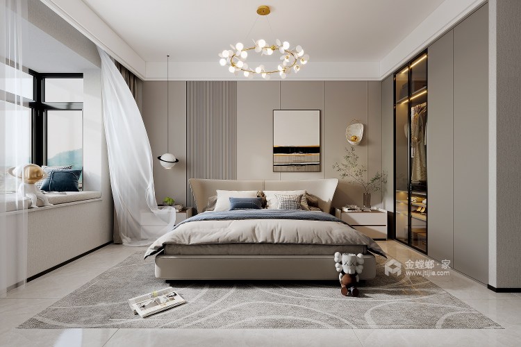 190平安和小区现代风格-卧室效果图及设计说明