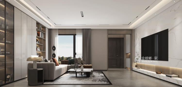 380平林溪湾现代风格-客厅效果图及设计说明