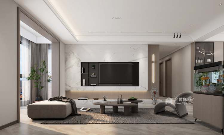 180平名门紫园现代风格-客厅效果图及设计说明