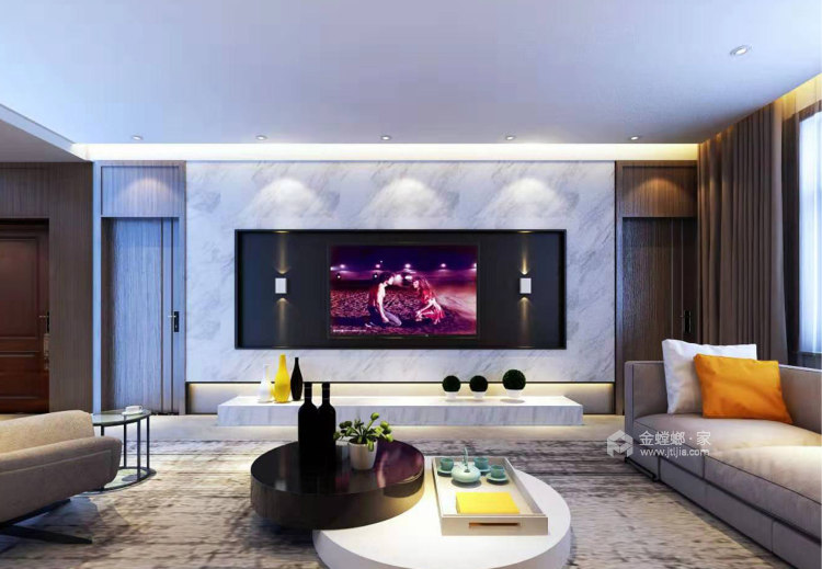 180平龙湖锦艺城现代风格-客厅效果图及设计说明