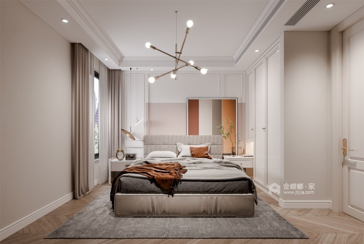 180平仁恒湖滨花园法式风格-卧室效果图及设计说明