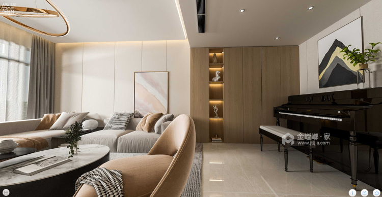 130平龙湖领御现代风格-客厅效果图及设计说明