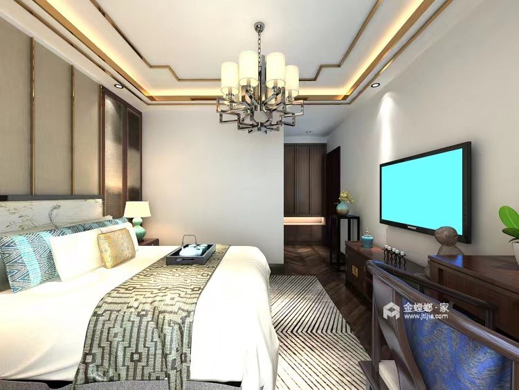 160平尚海郦景新中式风格-卧室效果图及设计说明