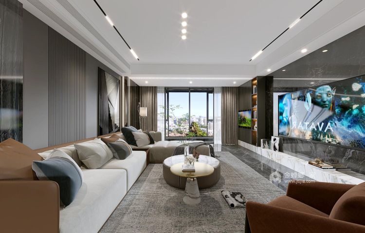 160平碧桂园现代风格-客厅效果图及设计说明