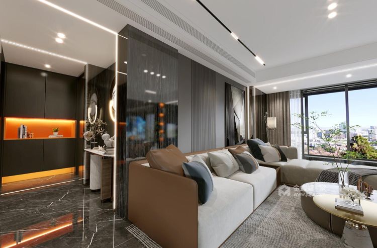 160平碧桂园现代风格-客厅效果图及设计说明
