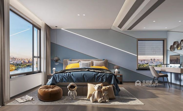 527平龙湖椿山现代风格-卧室效果图及设计说明