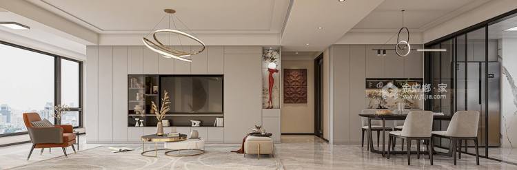 117平观澜台现代风格-自然舒适的温馨居所-客厅效果图及设计说明