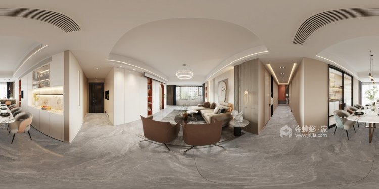 156平山水印象城现代风格-客厅效果图及设计说明