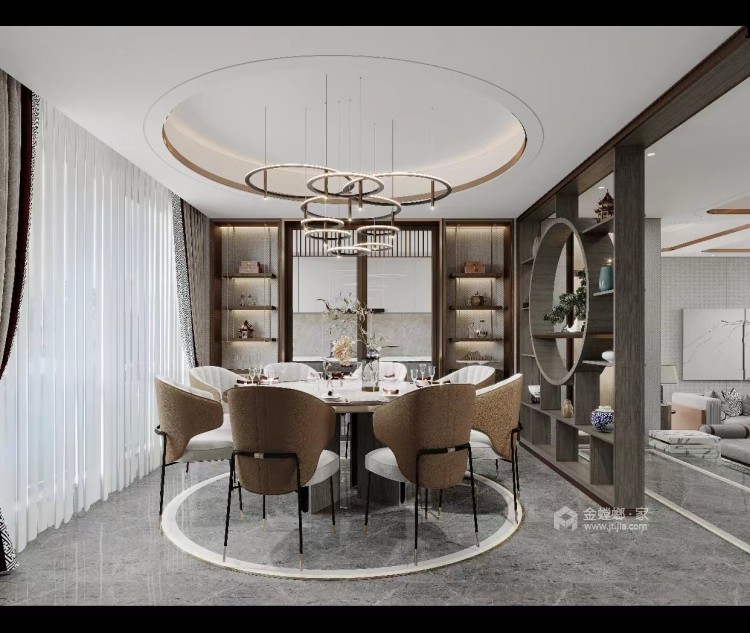 500平魏玛原墅新中式风格-餐厅效果图及设计说明