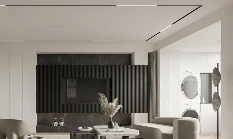 120平滨湖一号现代风格-客厅效果图及设计说明