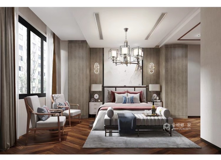200平北岸长风新中式风格-卧室效果图及设计说明