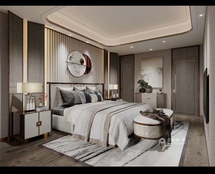 500平魏玛原墅新中式风格-卧室效果图及设计说明