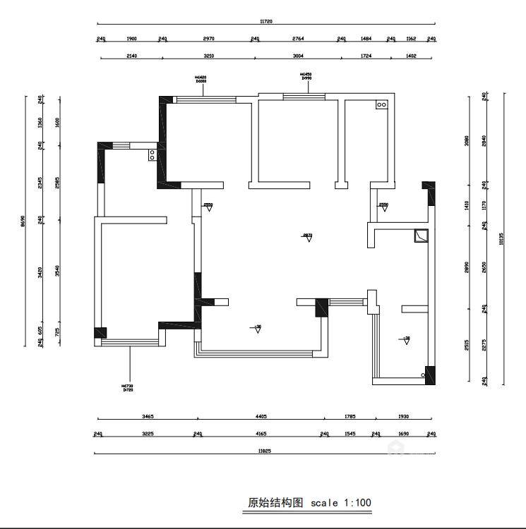 95平TCC世纪豪庭现代风格-三室两厅-与时光对坐-业主需求&原始结构图