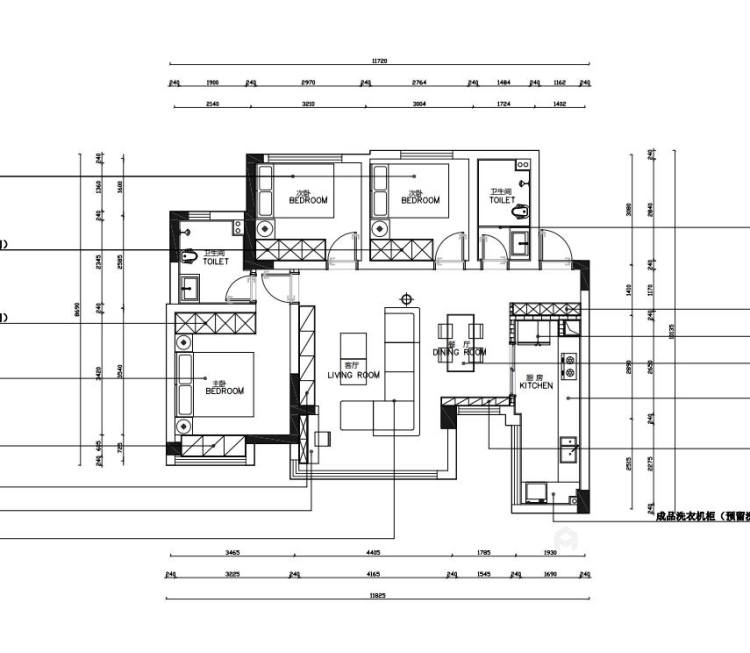 95平TCC世纪豪庭现代风格-三室两厅-与时光对坐-平面设计图及设计说明