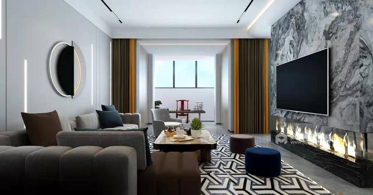 300平东龙壹湾现代风格-客厅效果图及设计说明