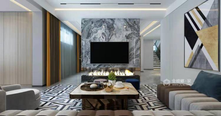 300平东龙壹湾现代风格-客厅效果图及设计说明