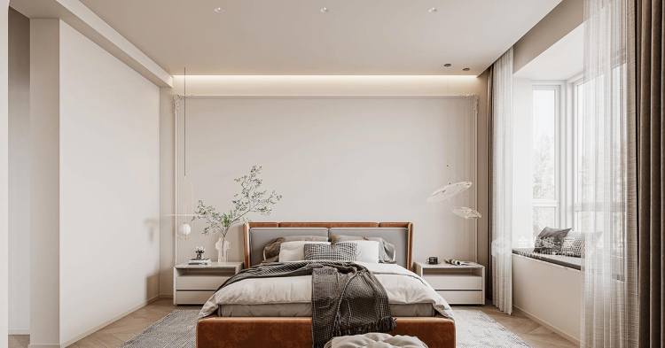 210平自建房现代风格-暖色顶复，开放式布局下的纯享生活！-卧室效果图及设计说明