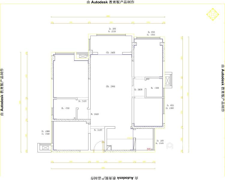 113平TCC世纪豪庭现代风格-4室2厅2卫-业主需求&原始结构图