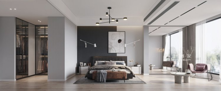 240平麓岛国际现代风格-现代大宅 黑白交替 浮华一生-卧室效果图及设计说明