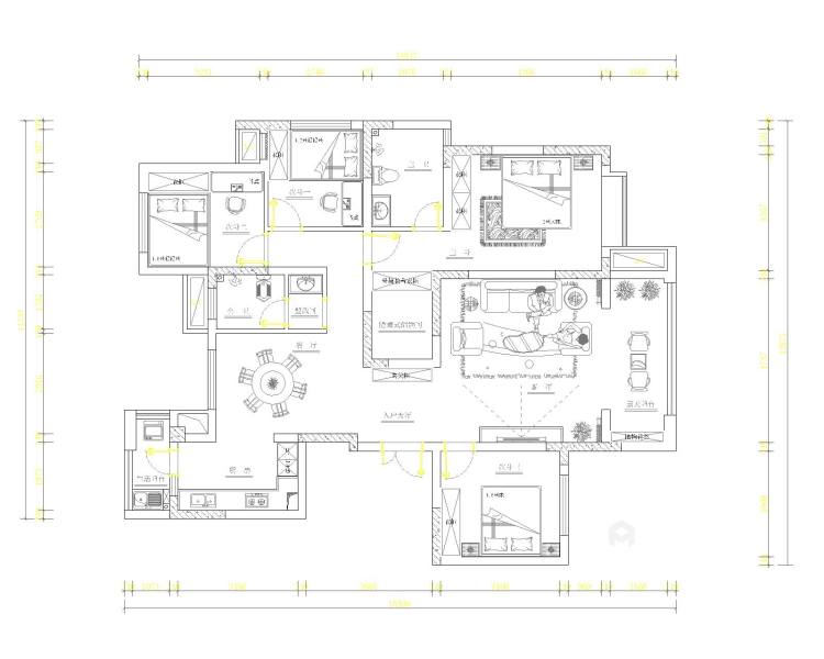 147平国颂府中式风格-4室2厅2卫-平面设计图及设计说明