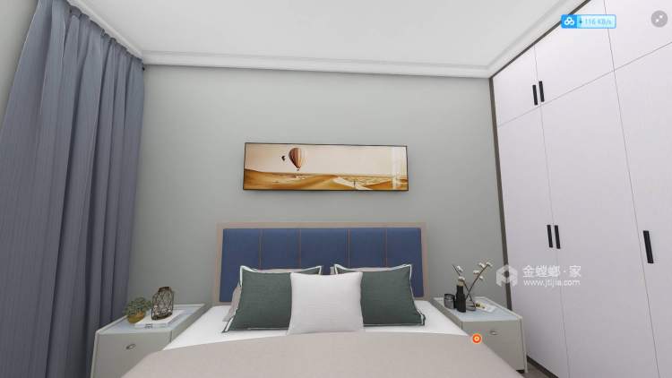 87平北城时代现代风格-卧室效果图及设计说明