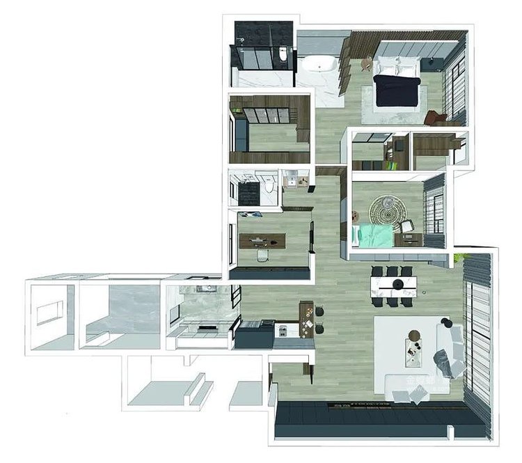 160平自建房现代风格-理性主义的自由-平面设计图及设计说明
