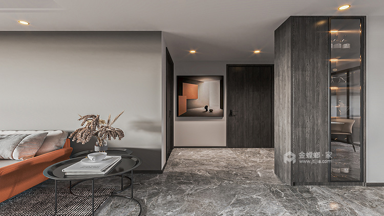 98平紫宸府现代风格-生活的纯粹与精致-客厅效果图及设计说明